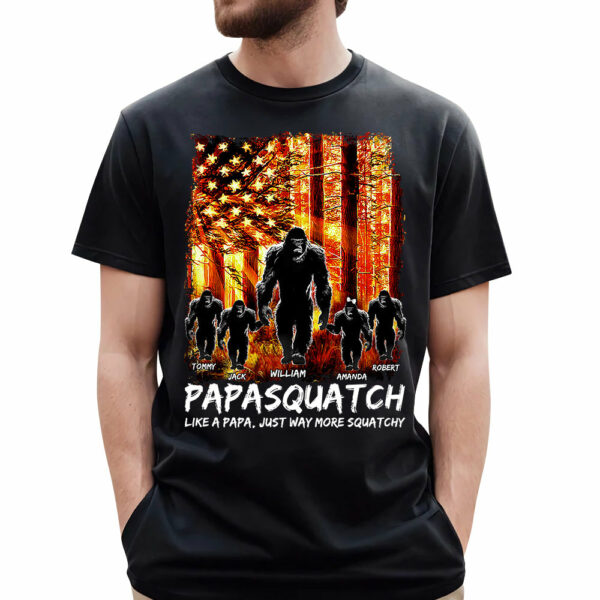 Papasquatch American The Sun Flag Personalized Shirt For Dad Grandpa Father's Day Gift H2511 - Image 2