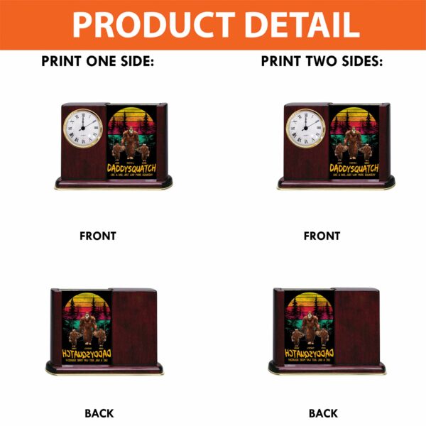 Papasquatch, Like A Grandpa, Just Way More Squatchy - Personalized Acrylic Desk Clock Plaque Gift For Grandpa - Image 4