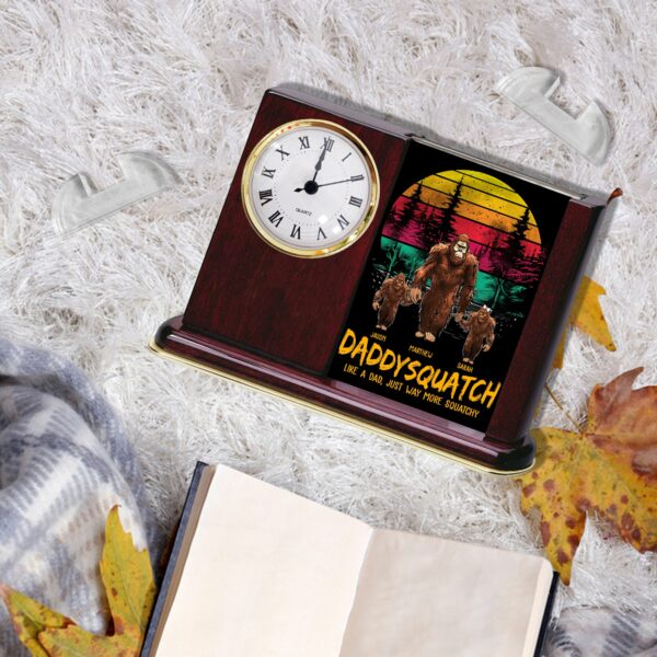 Papasquatch, Like A Grandpa, Just Way More Squatchy - Personalized Acrylic Desk Clock Plaque Gift For Grandpa - Image 8