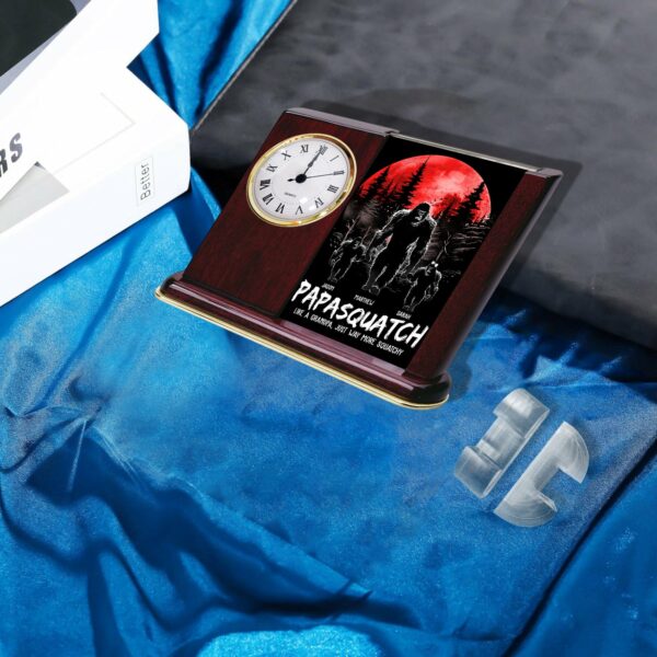 Papasquatch, Like A Grandpa, Just Way More Squatchy - Personalized Acrylic Desk Clock Plaque Gift For Grandpa - Image 7