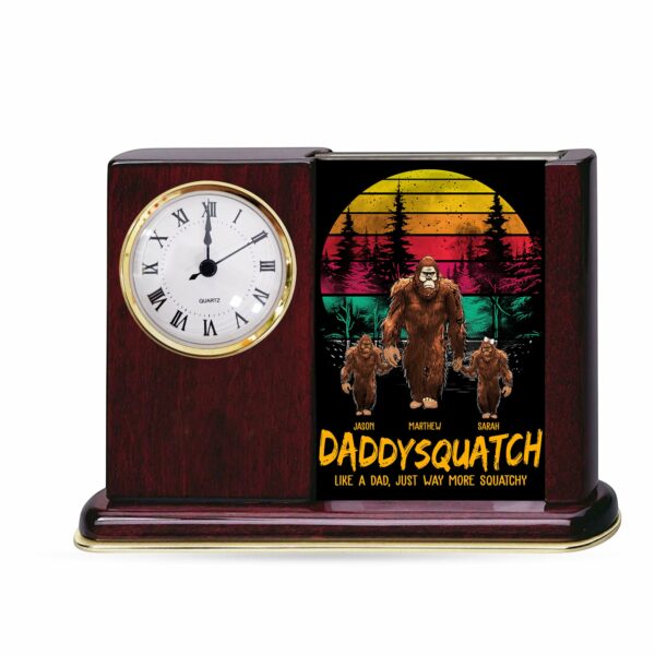Papasquatch, Like A Grandpa, Just Way More Squatchy - Personalized Acrylic Desk Clock Plaque Gift For Grandpa - Image 6