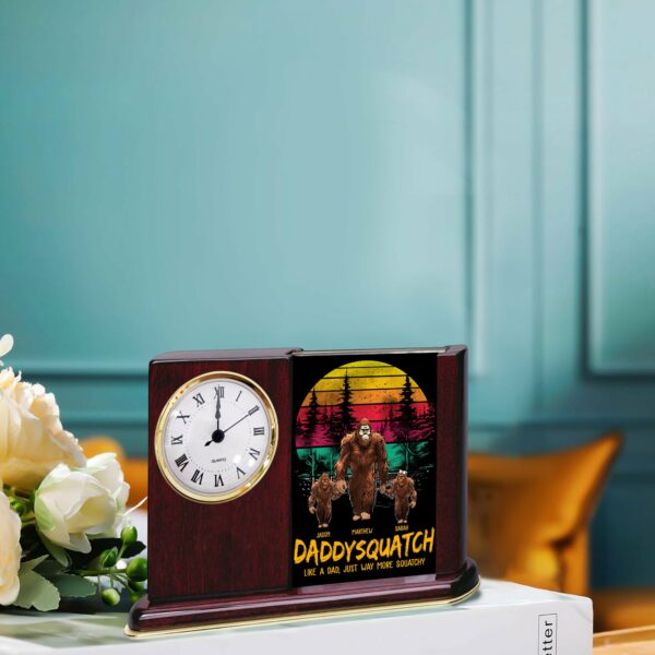 Papasquatch, Like A Grandpa, Just Way More Squatchy - Personalized Acrylic Desk Clock Plaque Gift For Grandpa - Image 5