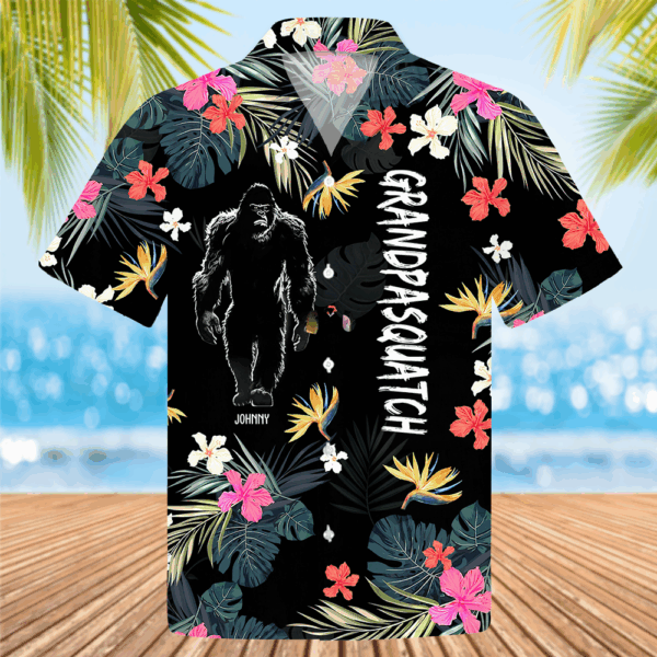 Papasquatch, Like A Grandpa, Just Way More Squatchy - Personalized Bigfoot Hawaiian Shirt - Image 2