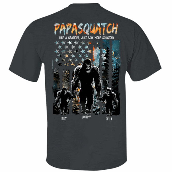 Papasquatch Like A Grandpa Just Way More Squatchy - Personalized Bigfoot Shirt Gift For Dad & Grandpa - Image 2
