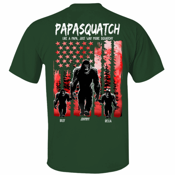 Papasquatch Like A Grandpa Just Way More Squatchy - Personalized Bigfoot Shirt Gift For Dad & Grandpa - Image 3