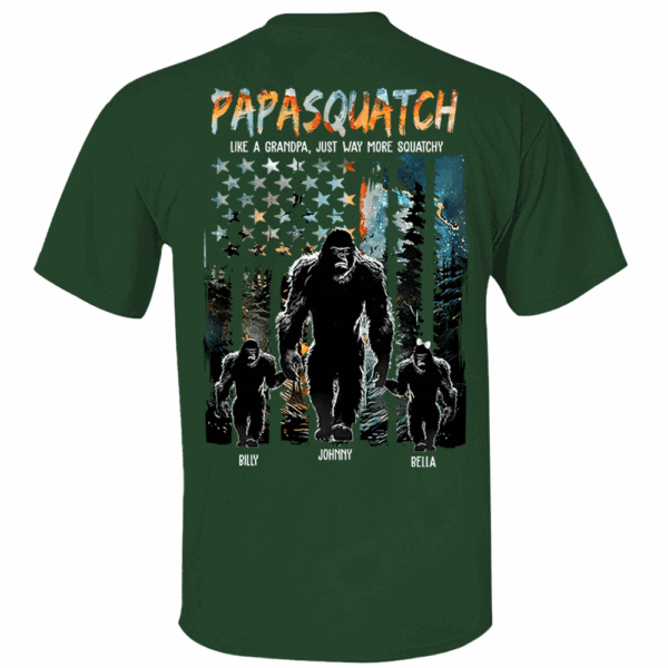 Papasquatch Like A Grandpa Just Way More Squatchy - Personalized Bigfoot Shirt Gift For Dad & Grandpa - Image 3