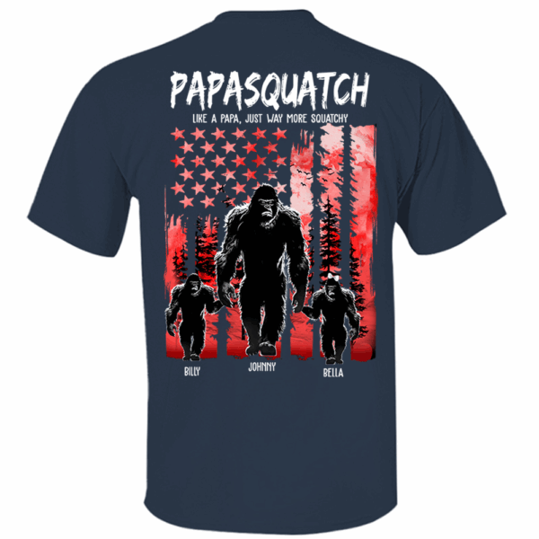 Papasquatch Like A Grandpa Just Way More Squatchy - Personalized Bigfoot Shirt Gift For Dad & Grandpa - Image 2