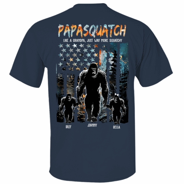 Papasquatch Like A Grandpa Just Way More Squatchy - Personalized Bigfoot Shirt Gift For Dad & Grandpa - Image 4