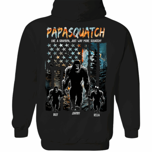 Papasquatch Like A Grandpa Just Way More Squatchy - Personalized Bigfoot Shirt Gift For Dad & Grandpa - Image 5