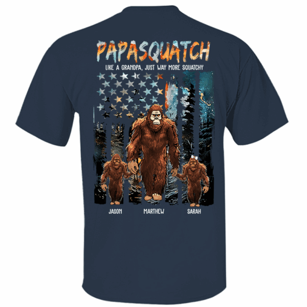 Papasquatch Like A Grandpa Just Way More Squatchy - Personalized Bigfoot Vintage Shirt Gift For Dad & Grandpa - Image 2