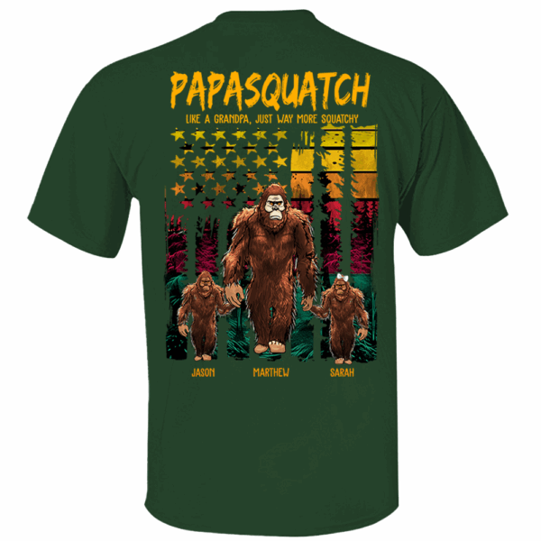 Papasquatch Like A Grandpa Just Way More Squatchy - Personalized Bigfoot Vintage Shirt Gift For Dad & Grandpa - Image 4