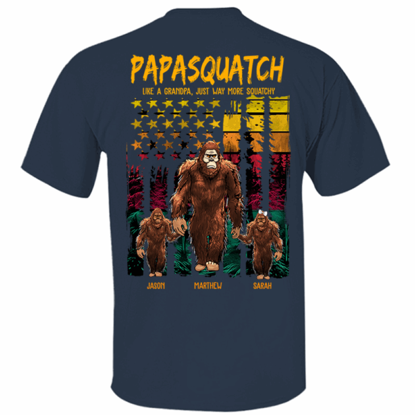 Papasquatch Like A Grandpa Just Way More Squatchy - Personalized Bigfoot Vintage Shirt Gift For Dad & Grandpa - Image 3