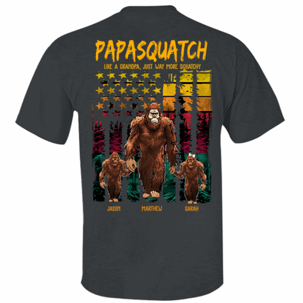 Papasquatch Like A Grandpa Just Way More Squatchy - Personalized Bigfoot Vintage Shirt Gift For Dad & Grandpa - Image 2