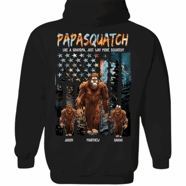 Papasquatch Like A Grandpa Just Way More Squatchy - Personalized Bigfoot Vintage Shirt Gift For Dad & Grandpa - Image 9
