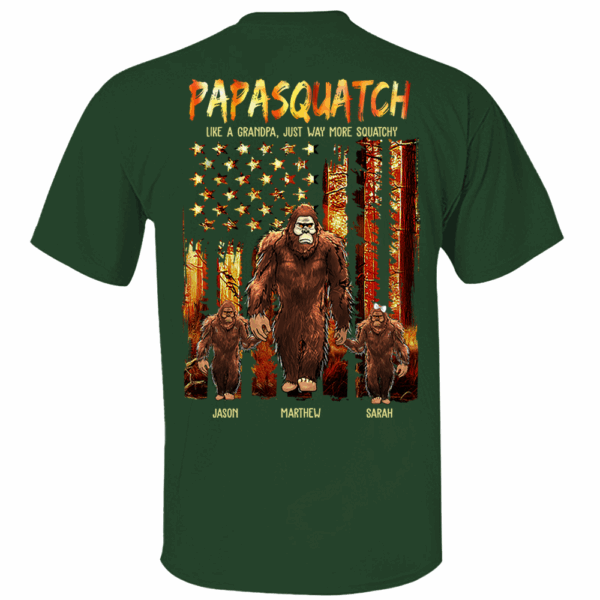 Papasquatch Like A Grandpa Just Way More Squatchy - Personalized Bigfoot Vintage Shirt Gift For Dad & Grandpa vr4 - Image 4