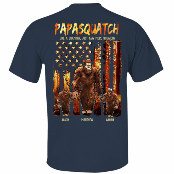 Papasquatch Like A Grandpa Just Way More Squatchy - Personalized Bigfoot Vintage Shirt Gift For Dad & Grandpa vr4 - Image 3