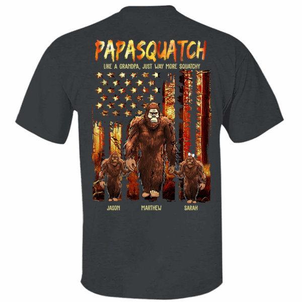 Papasquatch Like A Grandpa Just Way More Squatchy - Personalized Bigfoot Vintage Shirt Gift For Dad & Grandpa vr4 - Image 2