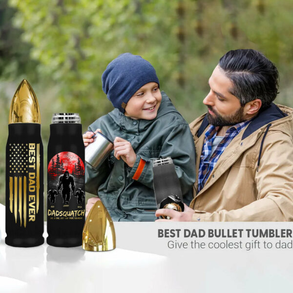 Papasquatch, Like A Grandpa, Just Way More Squatchy - Personalized Bullet Tumbler - Image 5