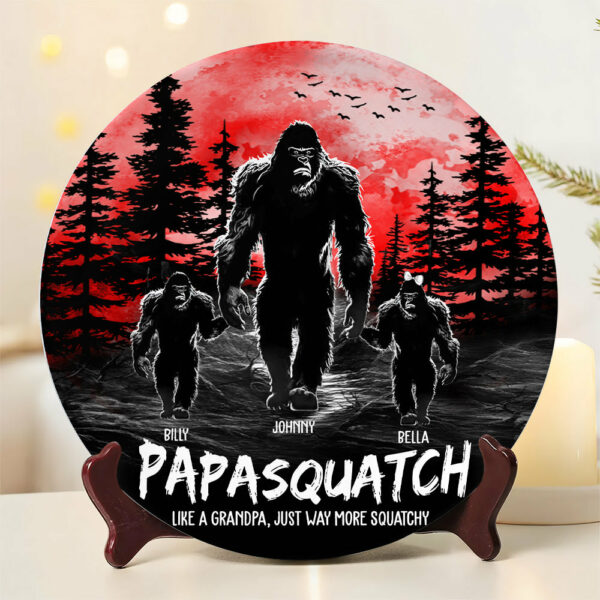 Papasquatch, Like A Grandpa, Just Way More Squatchy - Personalized Ceramic Plate For Dad, Grandpa NA04 - Image 2