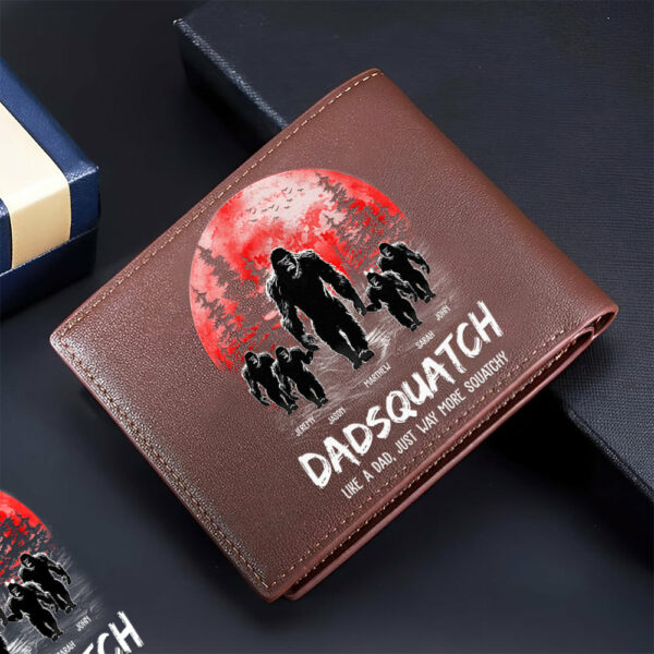 Papasquatch, Like A Grandpa, Just Way More Squatchy - Personalized Leather Wallet - Image 4