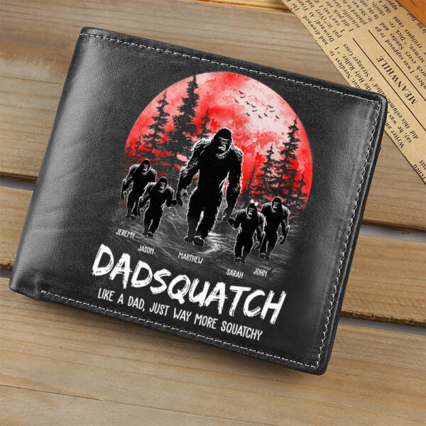Papasquatch, Like A Grandpa, Just Way More Squatchy - Personalized Leather Wallet - Image 2