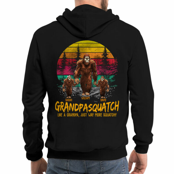 Papasquatch, Like A Grandpa, Just Way More Squatchy - Personalized Vintage Back Printed Shirt - Image 4