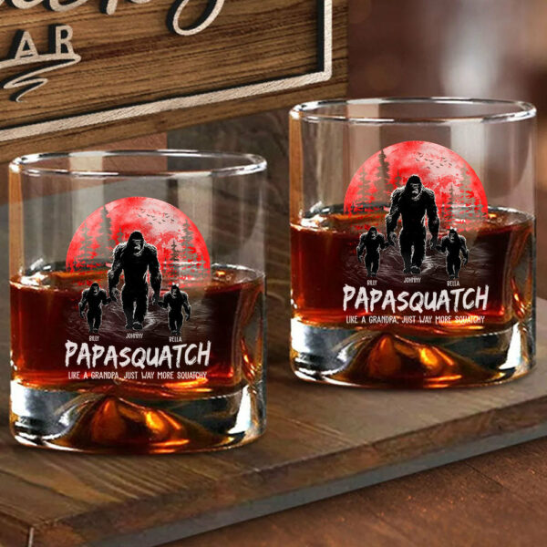 Papasquatch, Like A Grandpa, Just Way More Squatchy Whiskey Glasses - Image 4