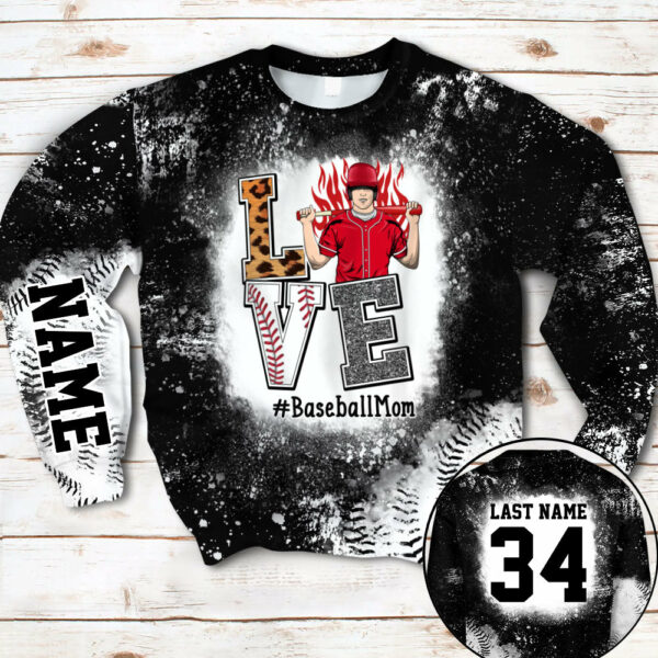 Personaliezd Shirt Love Baseball Mom Bleach All Over Print Shirt For Baseball Mom Grandma Baseball Family H2511 - Image 7
