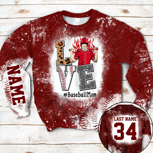 Personaliezd Shirt Love Baseball Mom Bleach All Over Print Shirt For Baseball Mom Grandma Baseball Family H2511 - Image 12