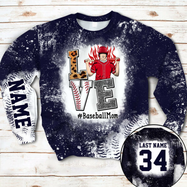 Personaliezd Shirt Love Baseball Mom Bleach All Over Print Shirt For Baseball Mom Grandma Baseball Family H2511 - Image 4