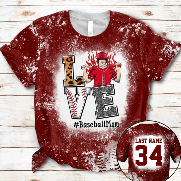 Personaliezd Shirt Love Baseball Mom Bleach All Over Print Shirt For Baseball Mom Grandma Baseball Family H2511 - Image 8
