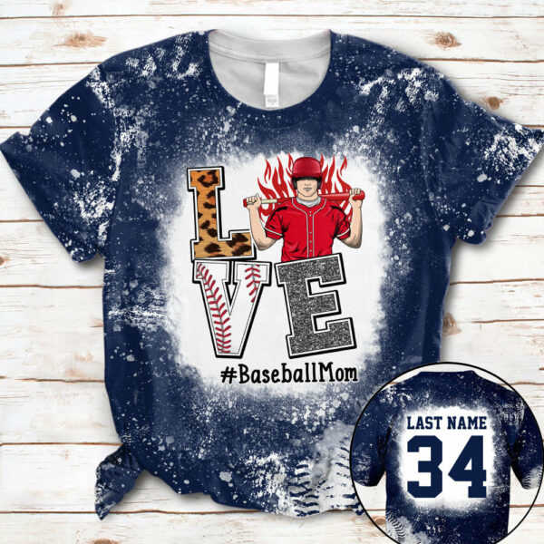 Personaliezd Shirt Love Baseball Mom Bleach All Over Print Shirt For Baseball Mom Grandma Baseball Family H2511 - Image 9
