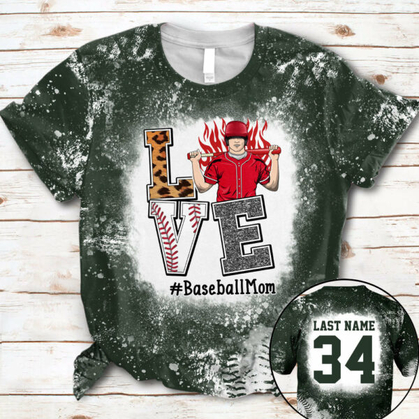 Personaliezd Shirt Love Baseball Mom Bleach All Over Print Shirt For Baseball Mom Grandma Baseball Family H2511 - Image 10