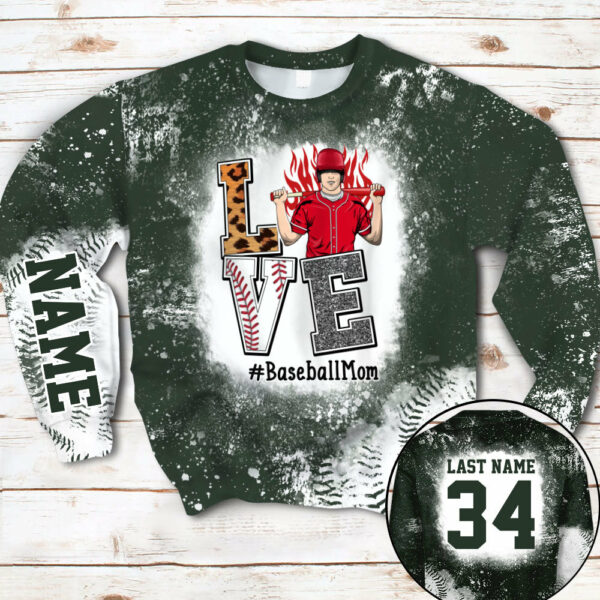Personaliezd Shirt Love Baseball Mom Bleach All Over Print Shirt For Baseball Mom Grandma Baseball Family H2511 - Image 13