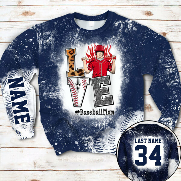 Personaliezd Shirt Love Baseball Mom Bleach All Over Print Shirt For Baseball Mom Grandma Baseball Family H2511 - Image 6
