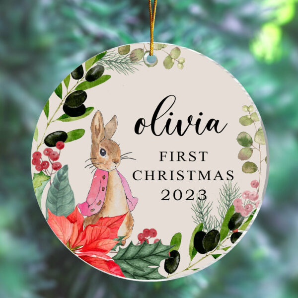 Personalised Baby's First Christmas Ornament, Personalized First Christmas Peter Rabbit Decoration, Custom Ornament, First Xmas Ornament - Image 3