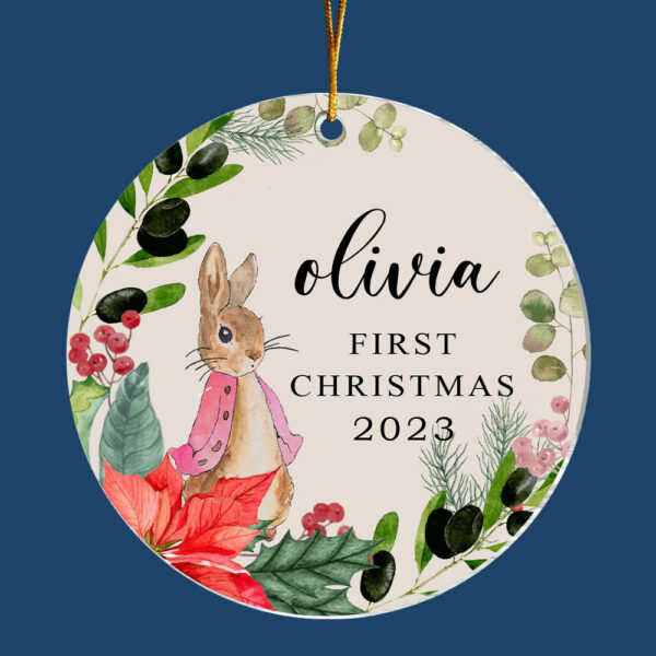 Personalised Baby's First Christmas Ornament, Personalized First Christmas Peter Rabbit Decoration, Custom Ornament, First Xmas Ornament - Image 4
