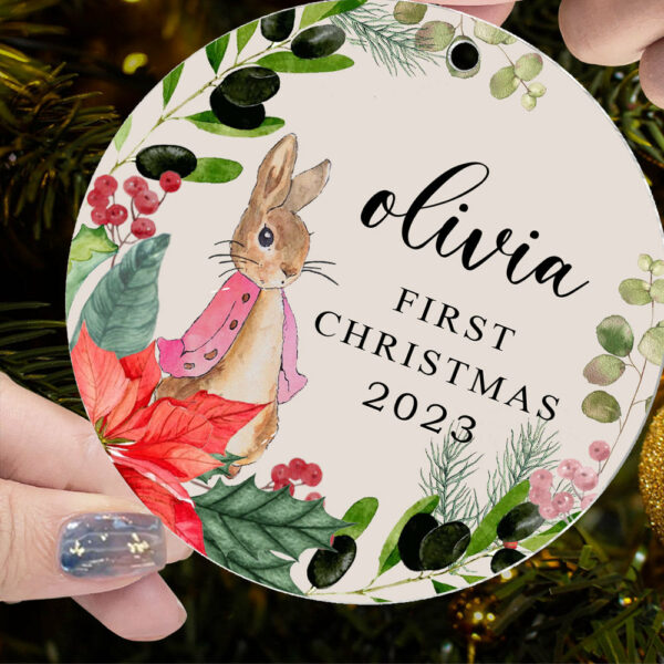 Personalised Baby's First Christmas Ornament, Personalized First Christmas Peter Rabbit Decoration, Custom Ornament, First Xmas Ornament - Image 5