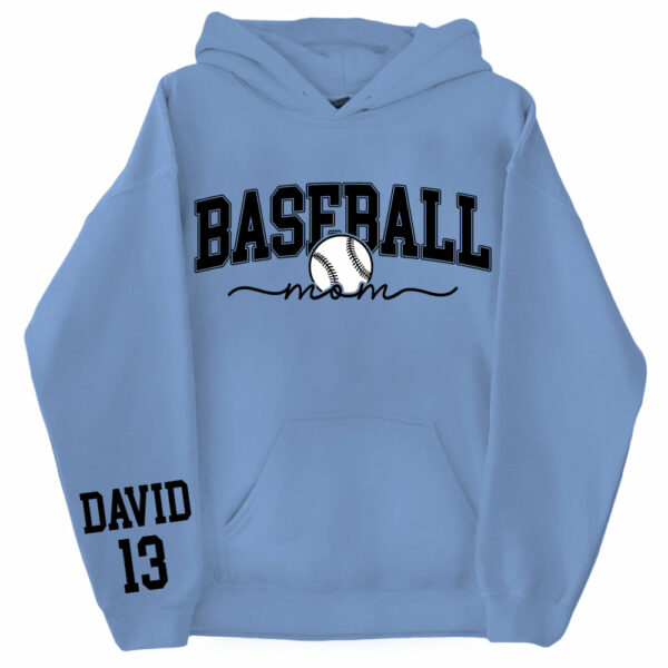 Personalize Baseball Mom Kids Name On Sleeve Sweatshirt, Mom Baseball Sweater, Baseball Mama Shirt, Gift for Baseball Mom, Fall Baseball Season Shirt - Image 12