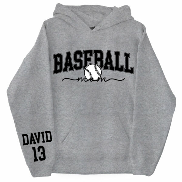 Personalize Baseball Mom Kids Name On Sleeve Sweatshirt, Mom Baseball Sweater, Baseball Mama Shirt, Gift for Baseball Mom, Fall Baseball Season Shirt - Image 10