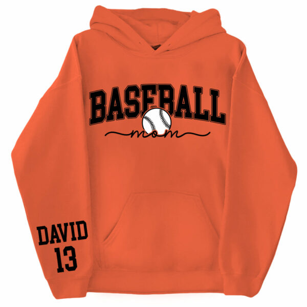 Personalize Baseball Mom Kids Name On Sleeve Sweatshirt, Mom Baseball Sweater, Baseball Mama Shirt, Gift for Baseball Mom, Fall Baseball Season Shirt - Image 13