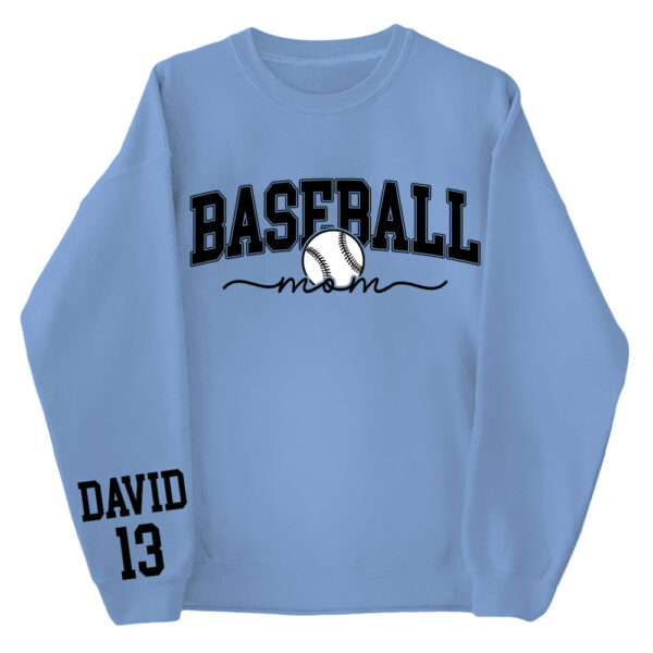 Personalize Baseball Mom Kids Name On Sleeve Sweatshirt, Mom Baseball Sweater, Baseball Mama Shirt, Gift for Baseball Mom, Fall Baseball Season Shirt - Image 7