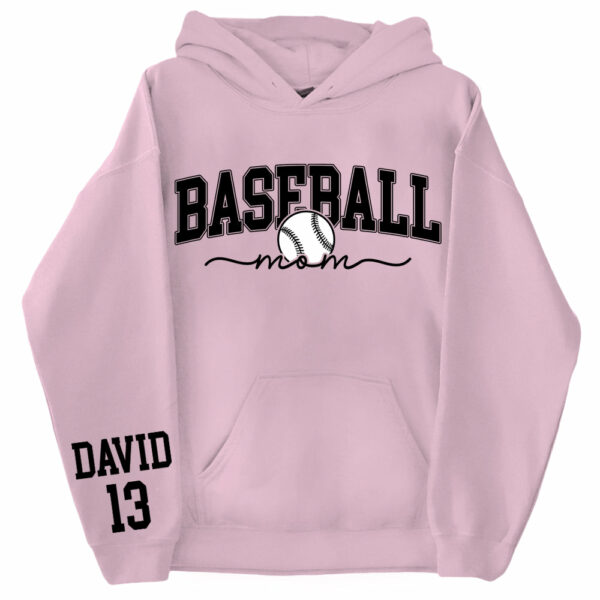 Personalize Baseball Mom Kids Name On Sleeve Sweatshirt, Mom Baseball Sweater, Baseball Mama Shirt, Gift for Baseball Mom, Fall Baseball Season Shirt - Image 11
