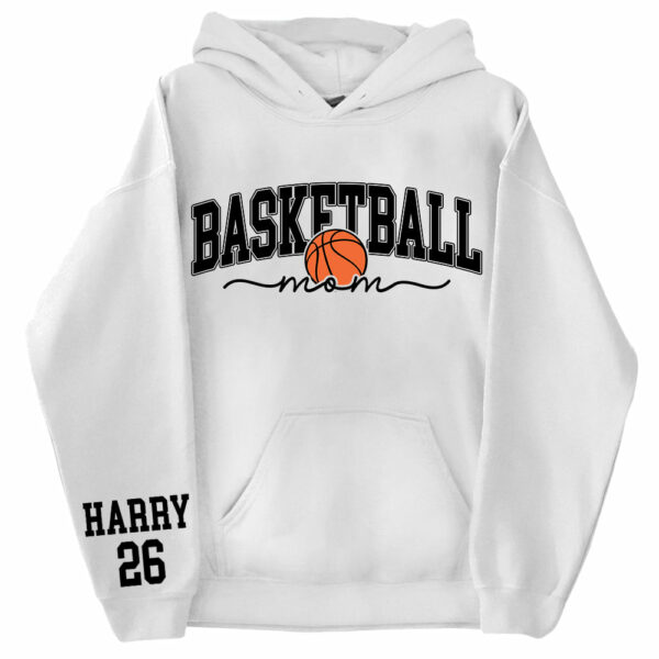Personalize Basketball Mom Kids Name On Sleeve Sweatshirt, Mom Basketball Sweater, Basketball Mama Shirt, Gift for Basketball Mom, Fall Basketball Season Shirt - Image 9