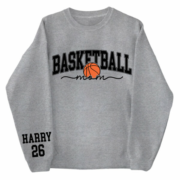 Personalize Basketball Mom Kids Name On Sleeve Sweatshirt, Mom Basketball Sweater, Basketball Mama Shirt, Gift for Basketball Mom, Fall Basketball Season Shirt - Image 5