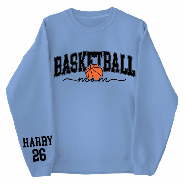 Personalize Basketball Mom Kids Name On Sleeve Sweatshirt, Mom Basketball Sweater, Basketball Mama Shirt, Gift for Basketball Mom, Fall Basketball Season Shirt - Image 8