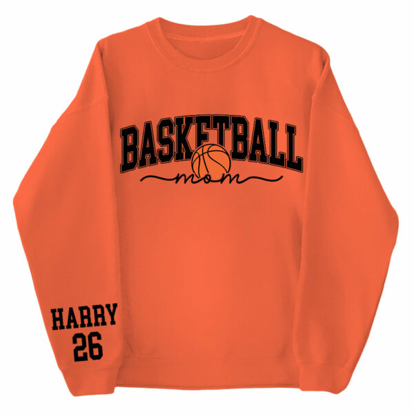 Personalize Basketball Mom Kids Name On Sleeve Sweatshirt, Mom Basketball Sweater, Basketball Mama Shirt, Gift for Basketball Mom, Fall Basketball Season Shirt - Image 6