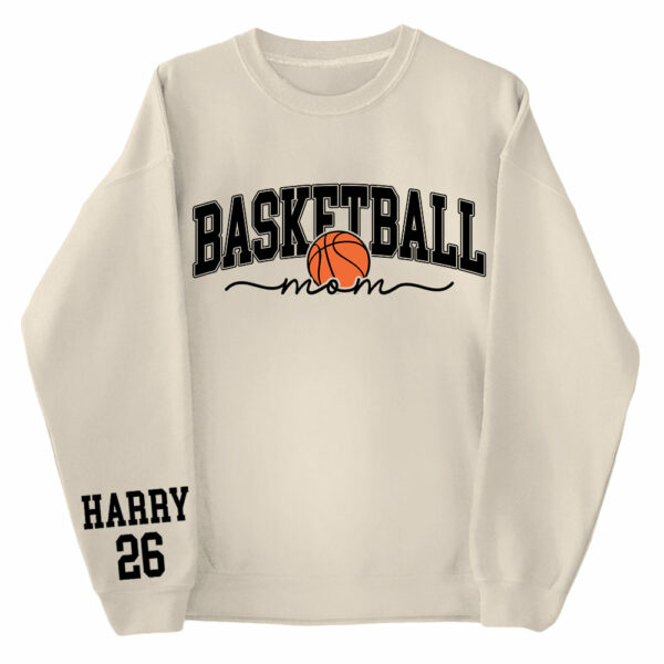 Personalize Basketball Mom Kids Name On Sleeve Sweatshirt, Mom Basketball Sweater, Basketball Mama Shirt, Gift for Basketball Mom, Fall Basketball Season Shirt - Image 4
