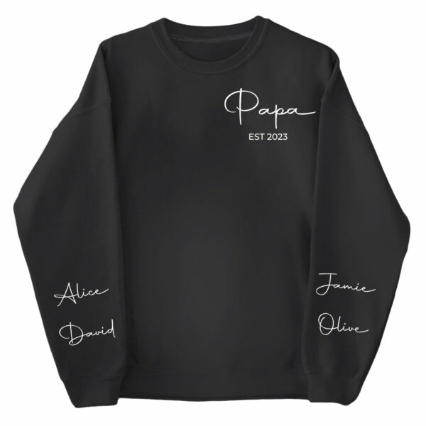 Personalize Papa Sweatshirt with Grandkids Names on Sleeve, Grandpa Sweatshirt, Abuelo Sweatshirt, Fathers Day Gift, New Grandpa Gift - Image 4