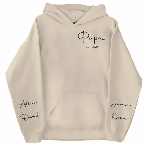 Personalize Papa Sweatshirt with Grandkids Names on Sleeve, Grandpa Sweatshirt, Abuelo Sweatshirt, Fathers Day Gift, New Grandpa Gift - Image 3
